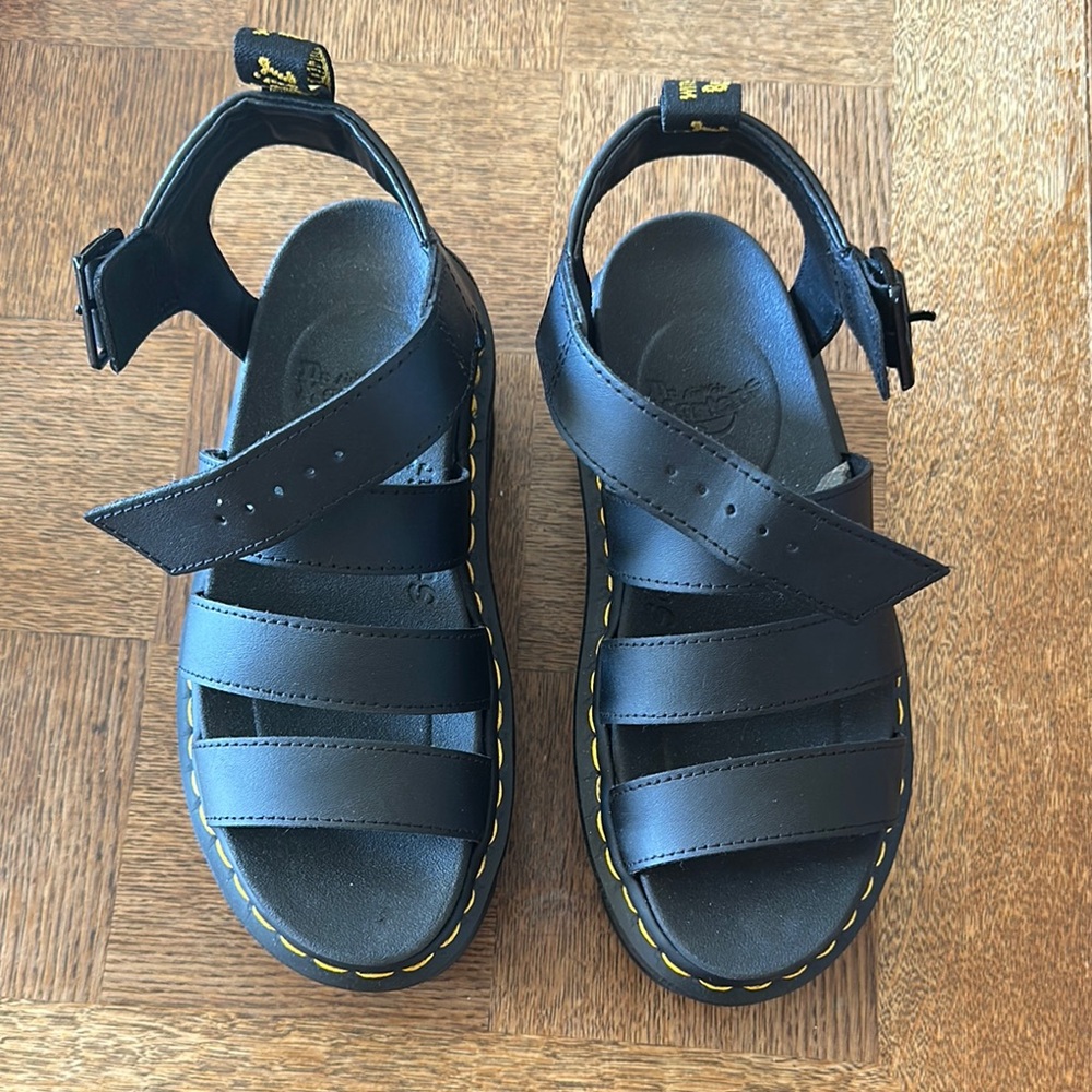 Dr. Martens Black Leather Sandals with Chunky Sole